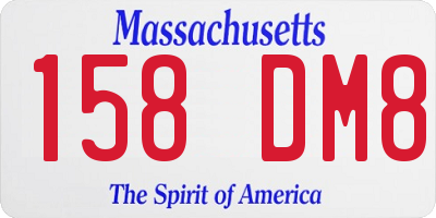 MA license plate 158DM8