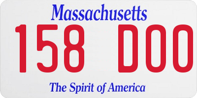 MA license plate 158DO0