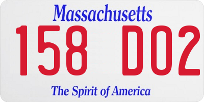 MA license plate 158DO2