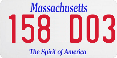 MA license plate 158DO3