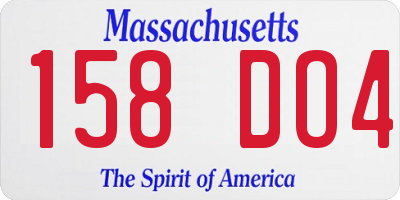 MA license plate 158DO4