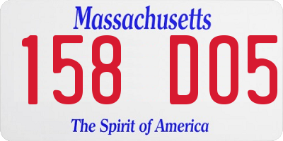 MA license plate 158DO5