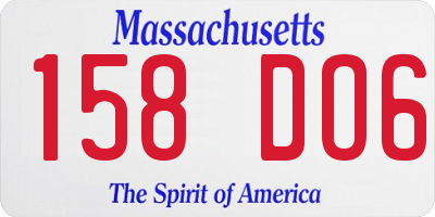 MA license plate 158DO6