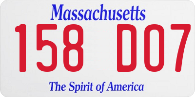 MA license plate 158DO7
