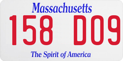 MA license plate 158DO9