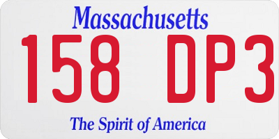 MA license plate 158DP3