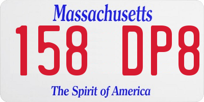 MA license plate 158DP8