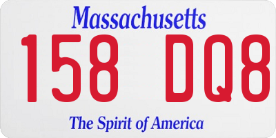 MA license plate 158DQ8