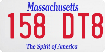 MA license plate 158DT8