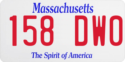 MA license plate 158DW0