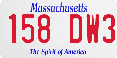 MA license plate 158DW3