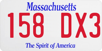MA license plate 158DX3