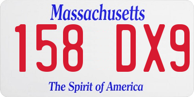 MA license plate 158DX9