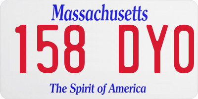 MA license plate 158DY0