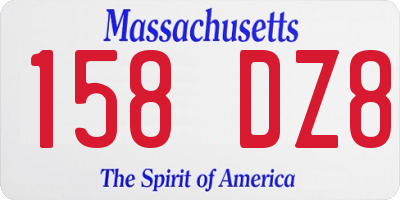 MA license plate 158DZ8