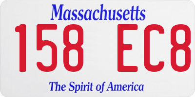 MA license plate 158EC8