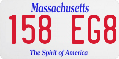 MA license plate 158EG8