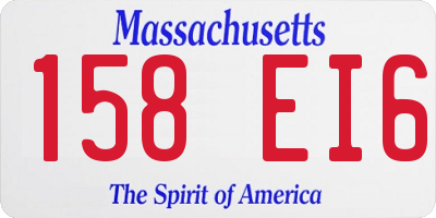 MA license plate 158EI6