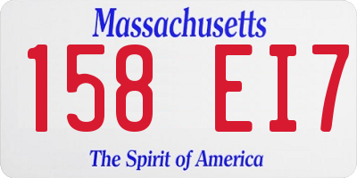 MA license plate 158EI7