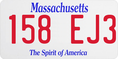 MA license plate 158EJ3