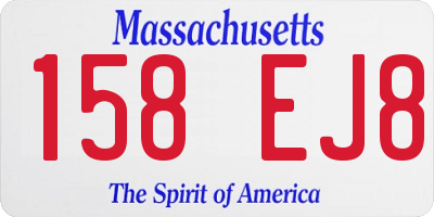 MA license plate 158EJ8
