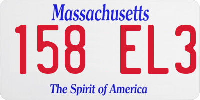MA license plate 158EL3