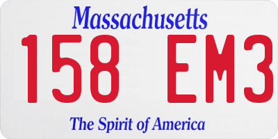 MA license plate 158EM3