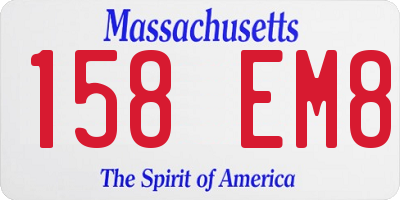 MA license plate 158EM8