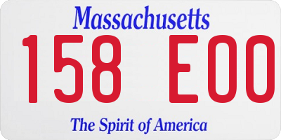 MA license plate 158EO0