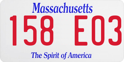 MA license plate 158EO3
