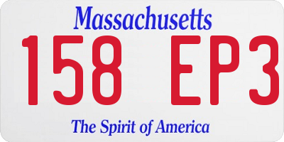 MA license plate 158EP3