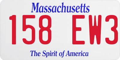 MA license plate 158EW3