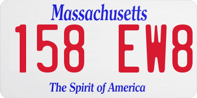 MA license plate 158EW8