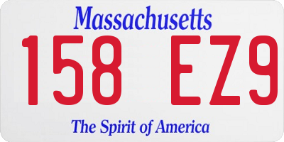 MA license plate 158EZ9