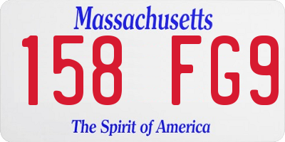 MA license plate 158FG9