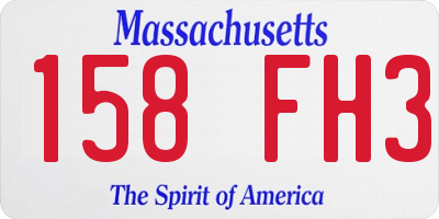 MA license plate 158FH3