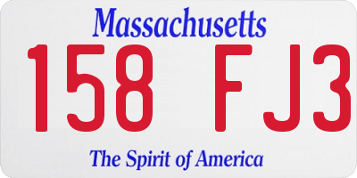 MA license plate 158FJ3