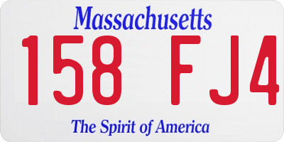 MA license plate 158FJ4