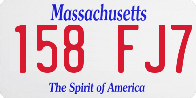 MA license plate 158FJ7