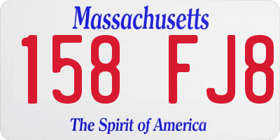 MA license plate 158FJ8