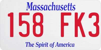 MA license plate 158FK3
