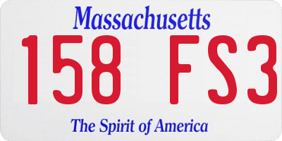 MA license plate 158FS3
