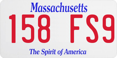 MA license plate 158FS9