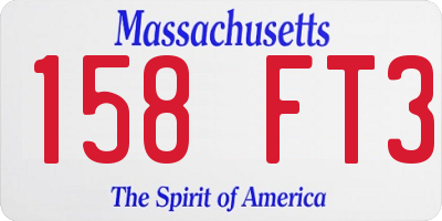 MA license plate 158FT3