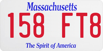 MA license plate 158FT8