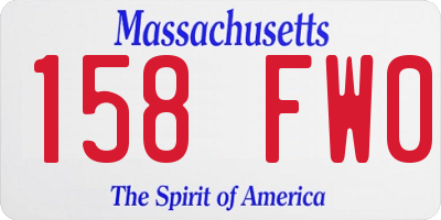 MA license plate 158FW0