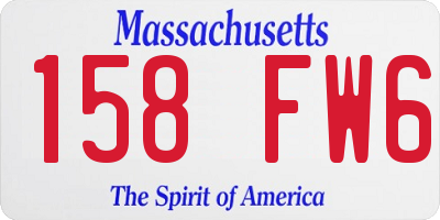 MA license plate 158FW6