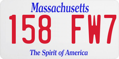 MA license plate 158FW7