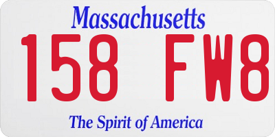 MA license plate 158FW8