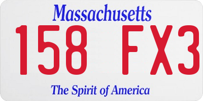 MA license plate 158FX3